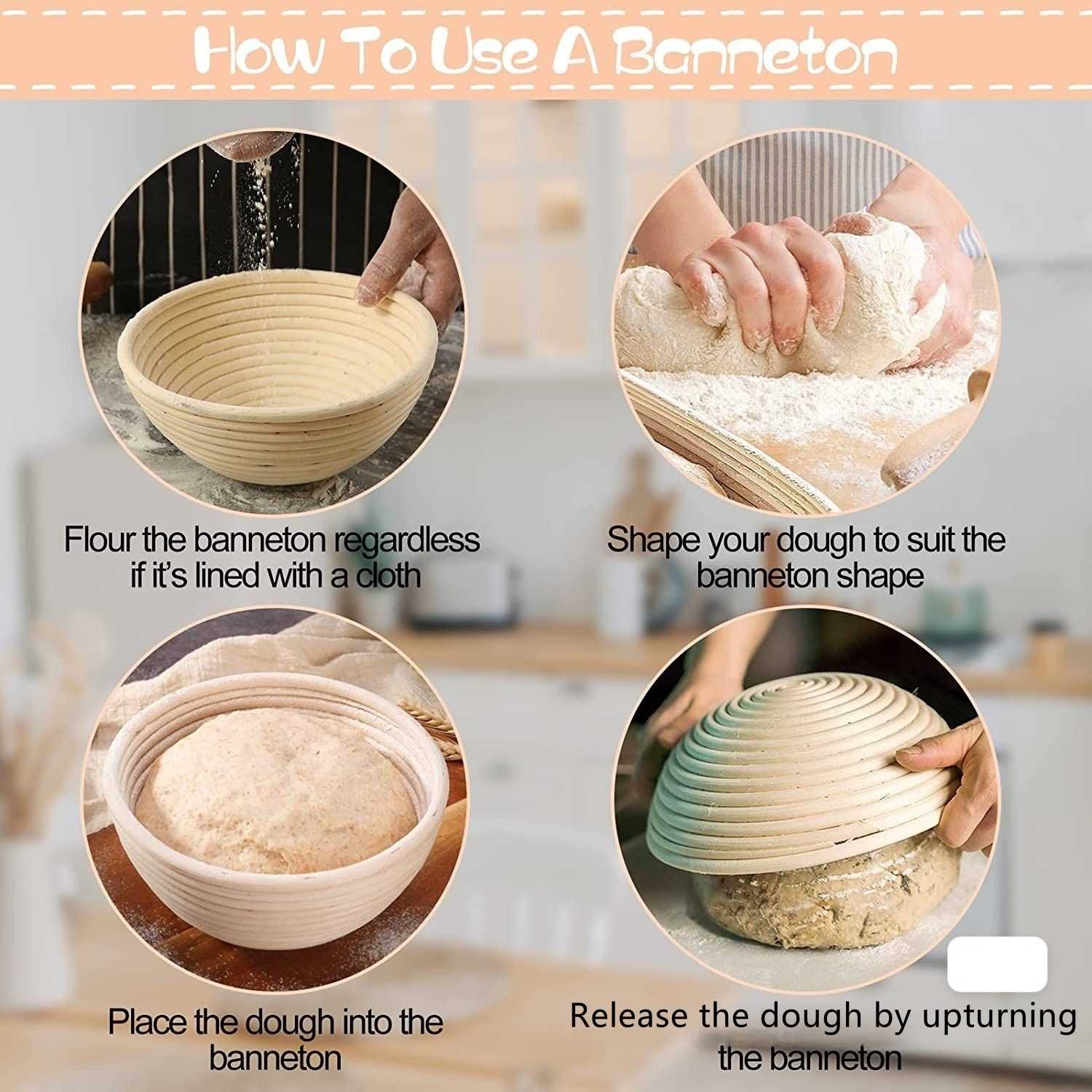 Handmade 10 Inch Rattan Banneton Bread Proofing Basket INO251508
